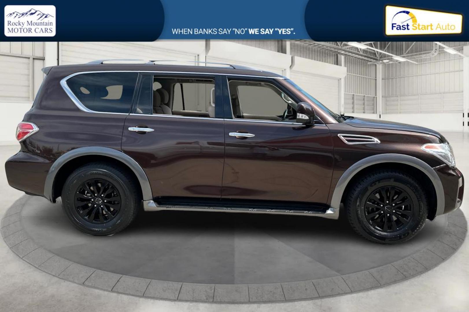 2018 Brown Nissan Armada Platinum 2WD (JN8AY2ND1J9) with an 5.6L V8 DOHC 32V engine, 7A transmission, located at 767 S State Road, Pleasant Grove, UT, 84062, (801) 785-1058, 40.354839, -111.736687 - Photo#1