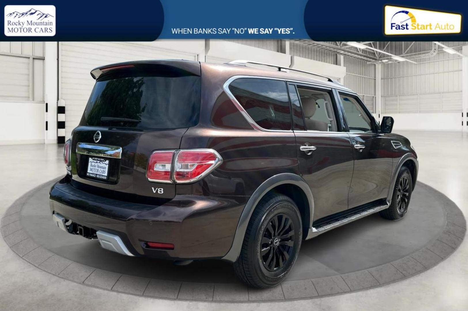 2018 Brown Nissan Armada Platinum 2WD (JN8AY2ND1J9) with an 5.6L V8 DOHC 32V engine, 7A transmission, located at 767 S State Road, Pleasant Grove, UT, 84062, (801) 785-1058, 40.354839, -111.736687 - Photo#2