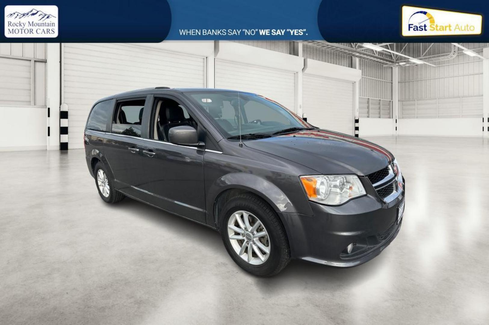 2019 Gray Dodge Grand Caravan SXT (2C4RDGCG5KR) with an 3.6L V6 DOHC 24V engine, 6A transmission, located at 7755 State Street, Midvale, UT, 84047, (801) 753-9063, 40.610329, -111.892159 - Photo#0